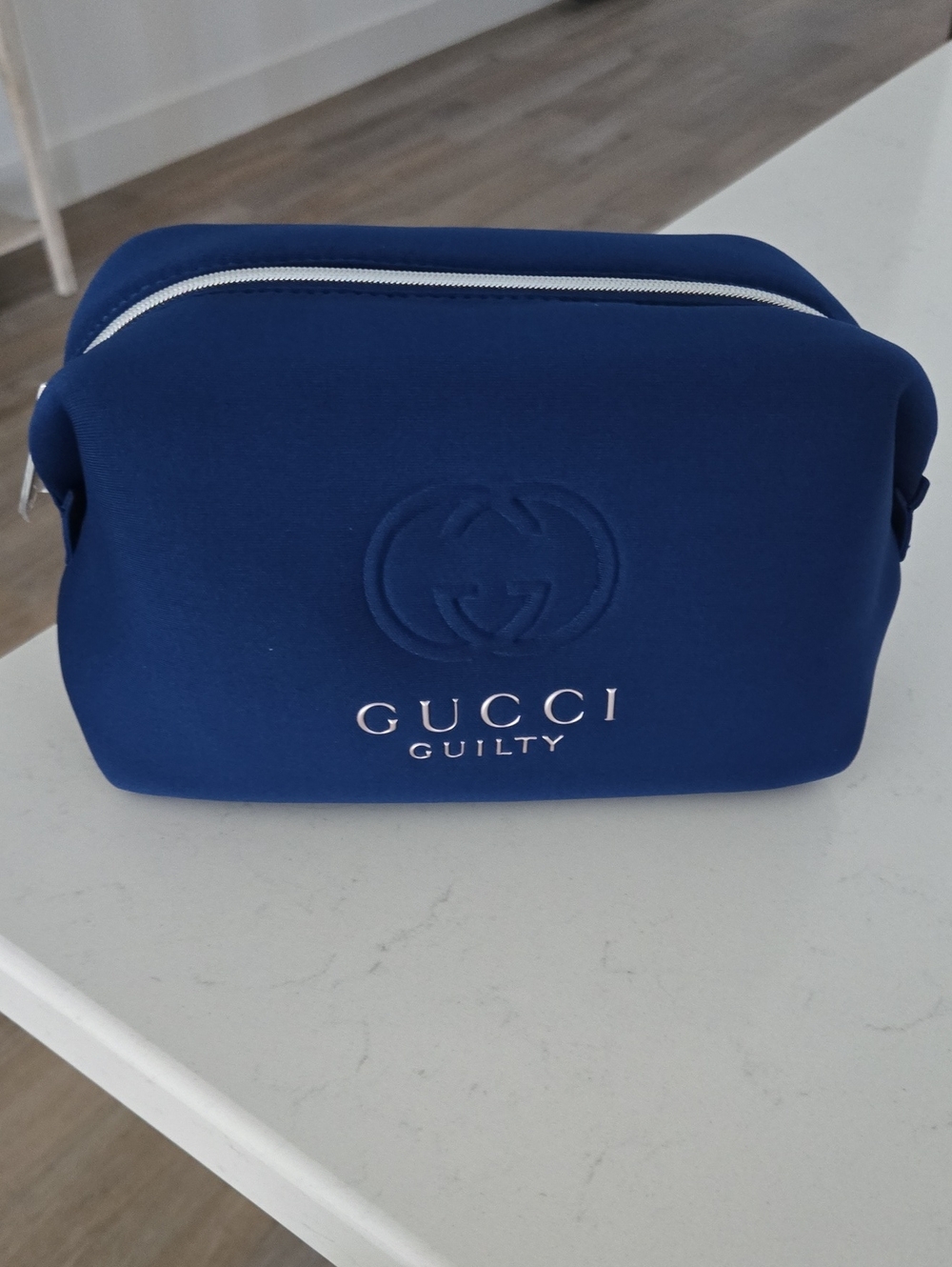 New Never Used Gucci Guilty Blue Scuba Toiletry Bag Zipper Pouch